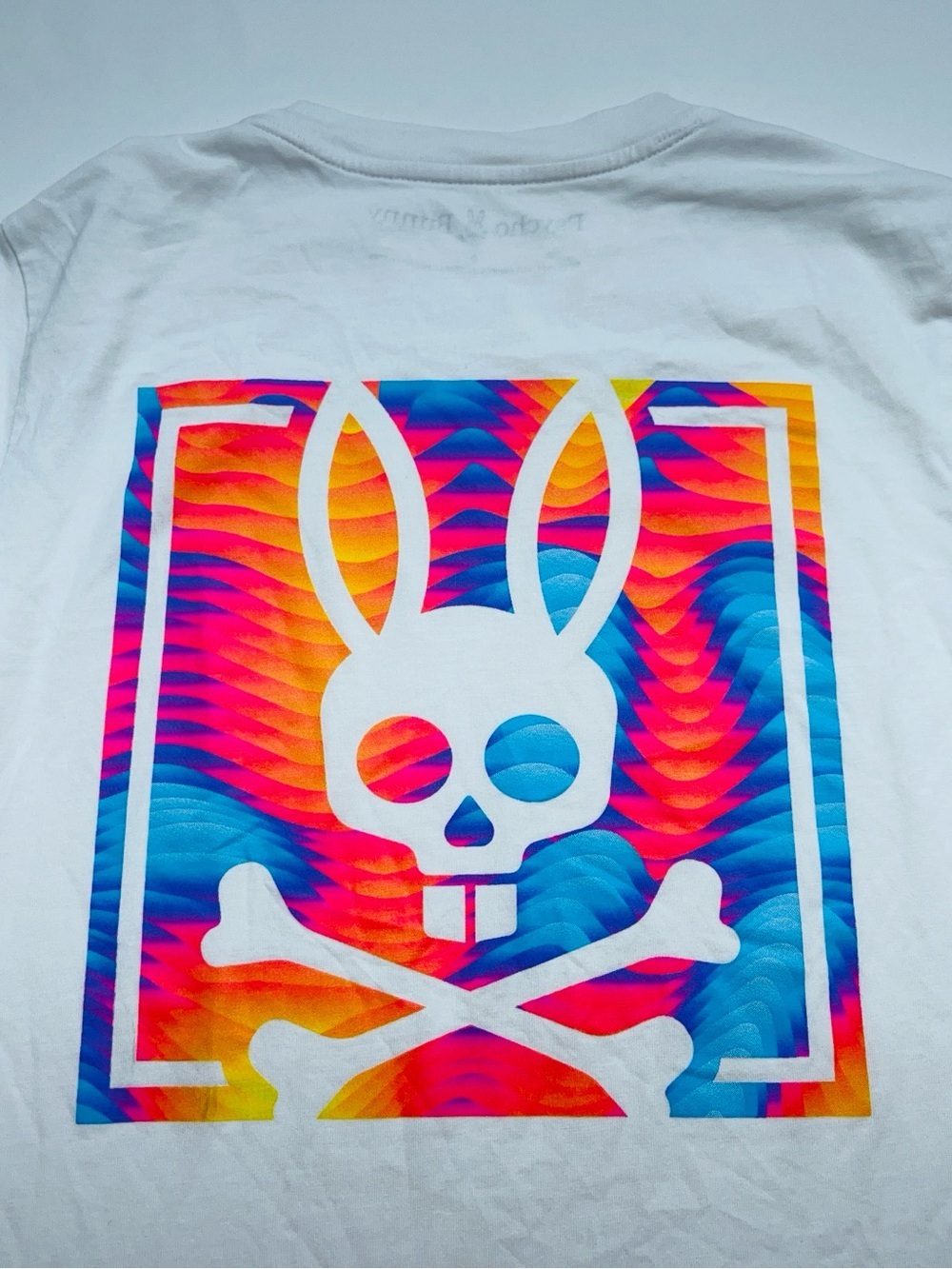 Psycho Bunny Shirt Women Size 2 White Bunny Skull Graphic Tee Pima Cotton